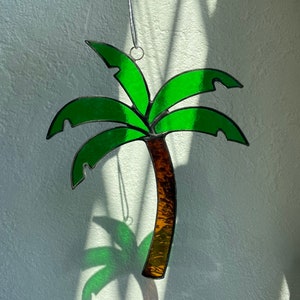 Stained Glass Palm Tree Suncatcher: Tropical Decor, Beach Ornament