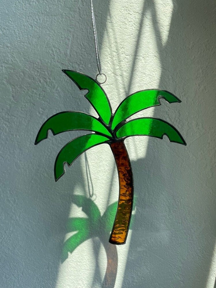 Palm Tree Stained Glass Suncatcher Beach Suncatcher Palm Etsy