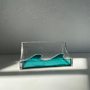 Ocean Wave Business Card Holders, Glass Business Card Holder, Ocean Wave Art, Functional Art, Business Gifts