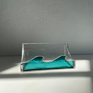 Ocean Wave Business Card Holders, Glass Business Card Holder, Ocean Wave Art, Functional Art, Business Gifts