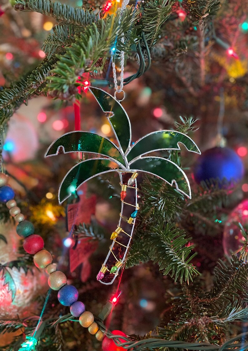 Palm Tree Stained Glass Suncatcher Beach Suncatcher Palm Etsy