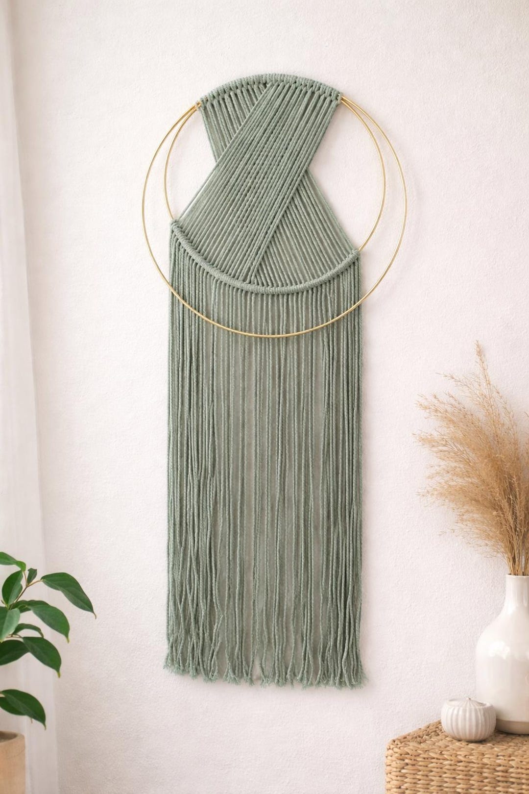 Handmade Modern Macrame Wall Hanging Minimalist Boho Fiber Art With ...