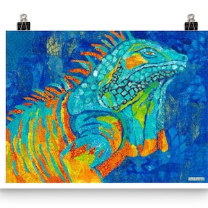 Impresión de iguana, Lagarto, Iguana colorida, Arte de vivero, Impresión de Giclee, Arte de reptiles, Decoración del hogar