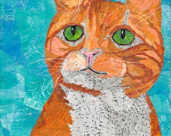 Orange Tabby Cat Art Print, Cute and colorful Feline Illustration for Home Decoration, Ideal Cat Lover Lover Gift
