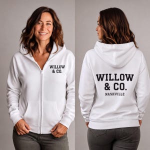 Custom Zip Up Hoodie: Personalized Text - Team or Logo Print