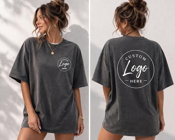 Personalized Logo Comfort Color T-Shirt: Vintage Washed Cotton - Custom Front - Back Print