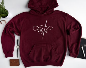 Faith Cross Hoodie, Christian Religious Gift