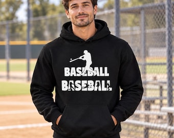 Baseball Hoodie, Baseball Player Graphic Sweatshirt, Unisex Sports Pullover, Gift for Baseball Fans and Coaches