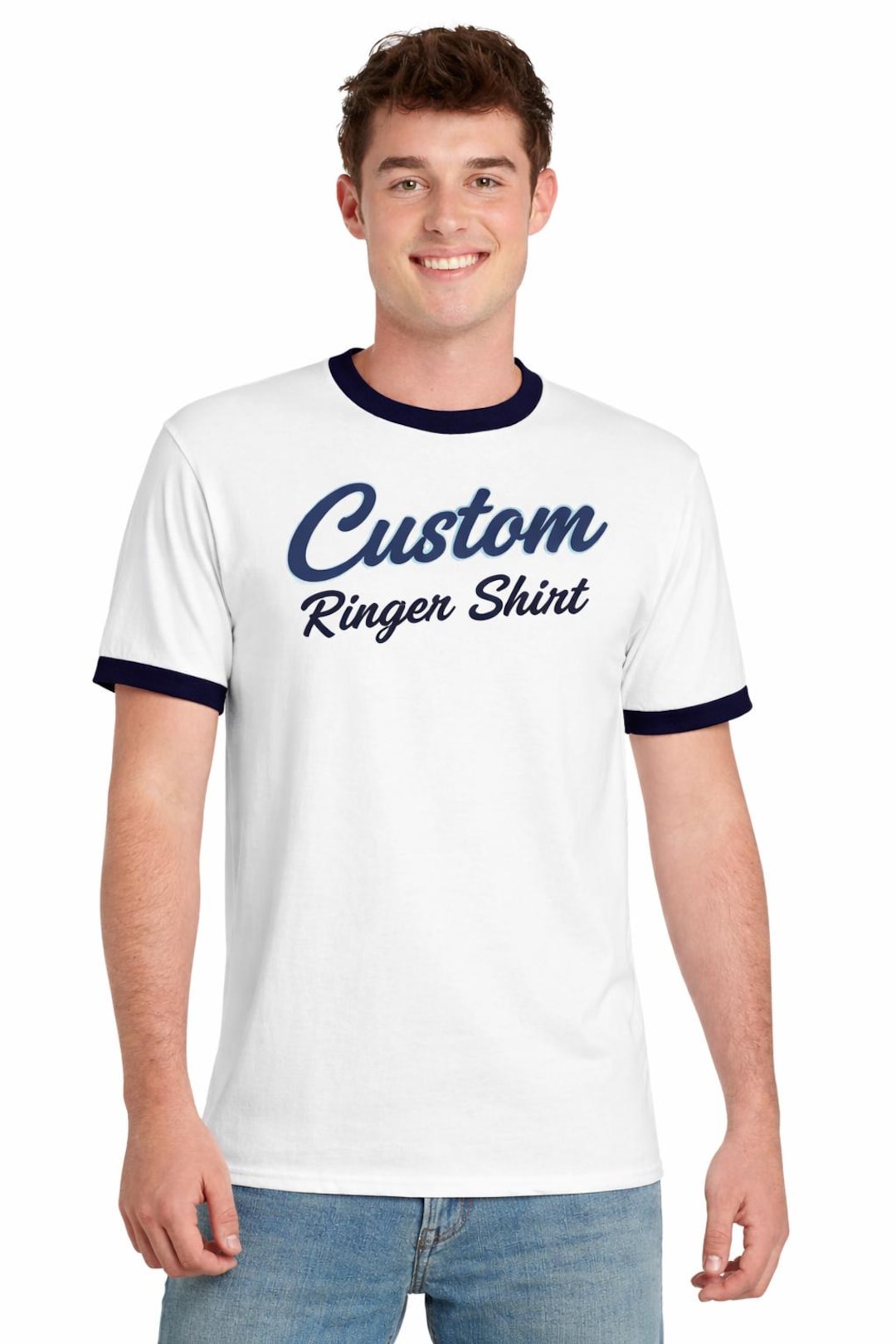 Retro Two-tone Ringer Tee, Custom Logo (unisex S-4XL) - Etsy