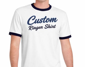 Retro Two-Tone Ringer Tee, Custom Logo (Unisex S-4XL)