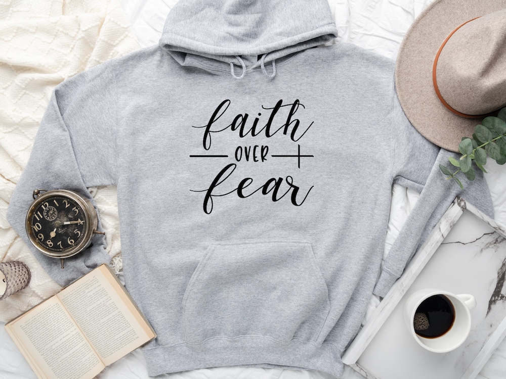 Christian Hoodie, Religious Hoodie, Hope Hoodie, Bible Verse Hoodie, Faith Over Fear Hoodie, Inspirational Christian Hoodie,Faith Hoodie Livingtee