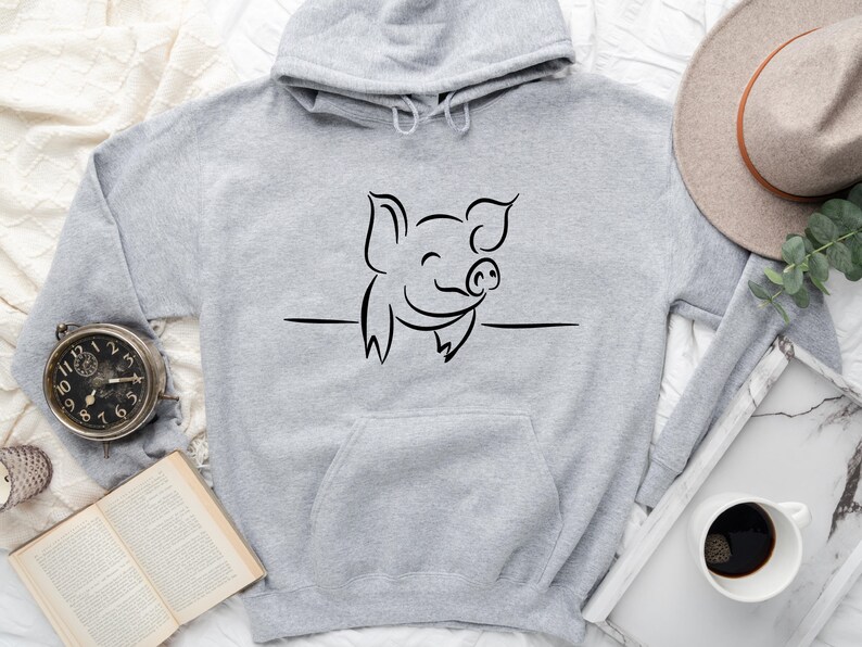 Cute Pig Graphic Hoodie, Funny Farm Sweatshirt image 3
