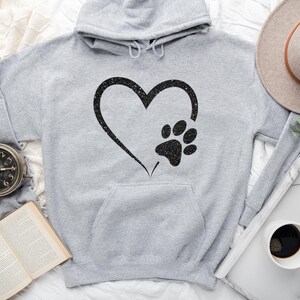 Glitter Dog Paw Sweatshirt, Dog Lover Hoodie, Heart Paw Sweatshirt, Gift For Dog Lover, Dog Owner Hoodie, Pet Lover Hoodie, Dog Sweatshirt image 6