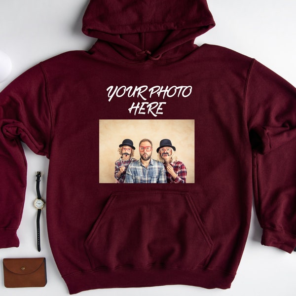 Custom Photo Hoodie - Personalized Picture Sweatshirt, Unique Gift Idea, Cozy Customizable Photo Print Pullover for All Ages