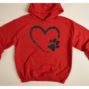 Glitter Dog Paw Sweatshirt, Dog Lover Hoodie, Heart Paw Sweatshirt, Gift For Dog Lover, Dog Owner Hoodie, Pet Lover Hoodie, Dog Sweatshirt image 5