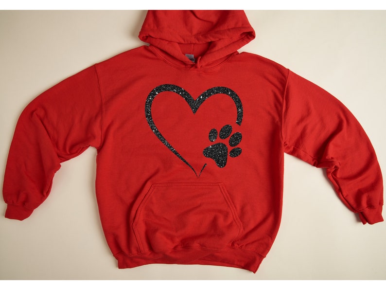 Glitter Dog Paw Sweatshirt, Dog Lover Hoodie, Heart Paw Sweatshirt, Gift For Dog Lover, Dog Owner Hoodie, Pet Lover Hoodie, Dog Sweatshirt image 5