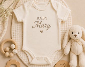 Custom Embroidery Baby Bodysuit, Personalized Name Onesie, Baby Gift, Newborn Outfit, Baby Name Clothes