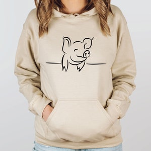 Cute Pig Graphic Hoodie, Funny Farm Sweatshirt image 1