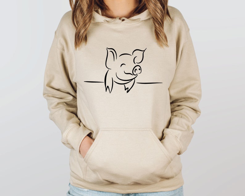 Cute Pig Graphic Hoodie, Funny Farm Sweatshirt image 1