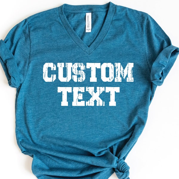 Custom V-Neck Shirt, Your Logo Shirt, Your Design V-Neck Shirt, Personalized Text On Shirt, Backside Printing, Unisex V-Neck Shirt