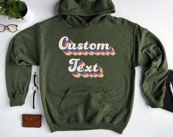 Custom Retro Font Hoodie, Personalized Gildan Sweatshirt