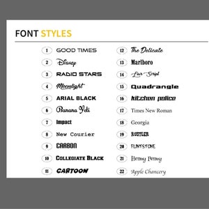the font styles for font styles