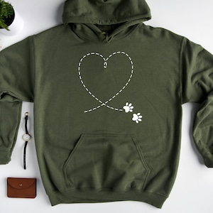Paw Heart Sweatshirt, Pug Sweatshirt, Cute Paw Hoodie, Dog Lover Sweatshirt, Animal Lover Sweatshirt, Dog Paw Sweatshirt, Pet Lover Sweater