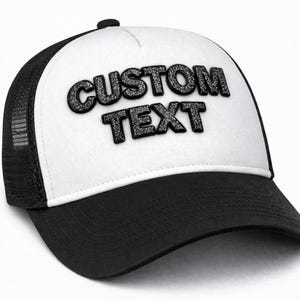 Mesh Trucker Hat - 3D Glitter Puff Print, Adjustable Snapback