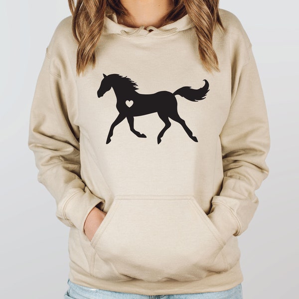 Horse Hoodie, Horse Lover Gift, Horse Lover Sweatshirt, Heart Hoodie, Equestrian Hoodie, Gift For Horse Lover, Gift For Her, Love Horse Gift