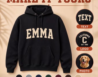 Custom Varsity Hoodie: Personalized College Text and School Spirit Sweatshirt