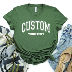Camisa de letra da faculdade personalizada - Camiseta universitária personalizada com estilo ousado e conforto, camisa de letra da faculdade estilo vintage para casual chique