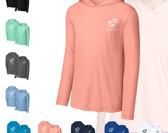 Breathable Long Sleeve Hoodie, Custom Logo or Text (UPF 50, Quick-Dry)
