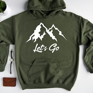 Mountain Let&#39;s Go Hoodie ,Nature Lover Hoodie, Camping Hoodie, Vacation Hoodie, Summer Hoodie, Hiking Gift, Travel Hoodie, Mountain Hoodie