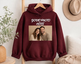 Personalized Photo Hoodie, Custom Picture Sweatshirt, Upload Your Photo Pullover, Custom Image Gift, Family Photo Hoodie