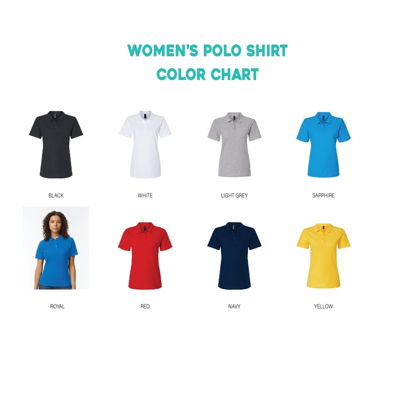 women's polo shirt color chart