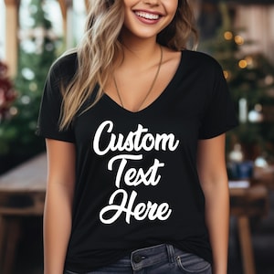 a woman wearing a t - shirt that says custom test hope