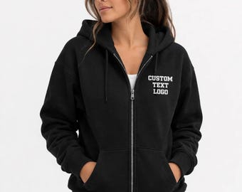 Custom Logo Zip Hoodie: Personalized Text, Unisex