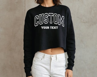 Custom Women's Fleece Cropped Sweatshirt, Personalized Text