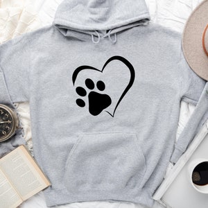 Dog Lover Hoodie: Paw Print Heart Sweatshirt
