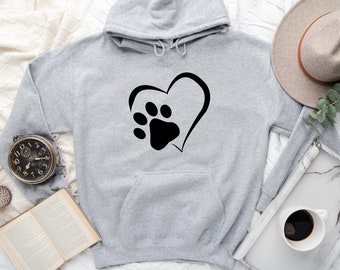Dog Lover Sweatshirt / Dog Heart Hoodie / Paw Heart Hoodie / Paw Love Hoodie / Paw Love Hoodie / Paw Print Heart Hoodie / Paw Print Hoodie