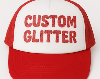 Personalized Glitter Hat: Custom Text Trucker Cap - Adjustable Snapback