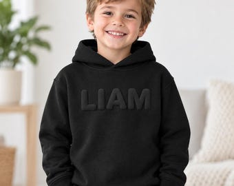 Custom Puff Name Sweatshirt, Metallic Puff Hoodie, Toddler Youth Pullover, Birthday Gift