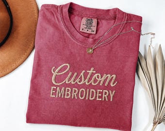 Comfort Colors Embroidered T-Shirt, Vintage Soft-Washed (Unisex)