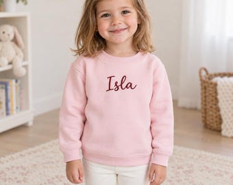 Toddler and Youth Name Sweatshirt, Personalized Embroidered Crewneck for Kids, Custom Gift