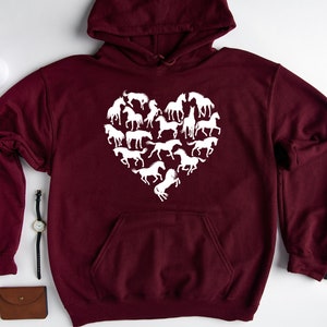 Horse Heart Sweatshirt, Horse Lover Hoodie, Equestrian Gift, Horse Owner Hoodie, Gift For Horse Lover, Horse Silhouette Sweatshirt