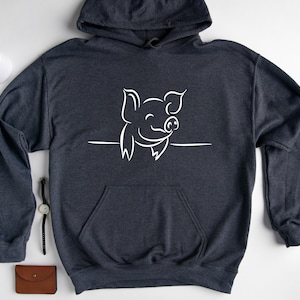 Cute Pig Graphic Hoodie, Funny Farm Sweatshirt image 7
