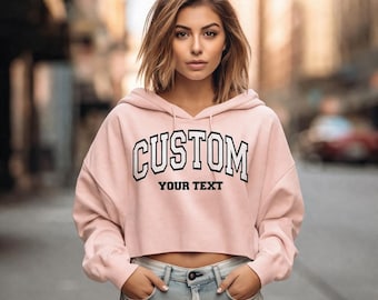 Personalized Cropped Hoodie: Custom Text, Women's Lightweight Sweatshirt