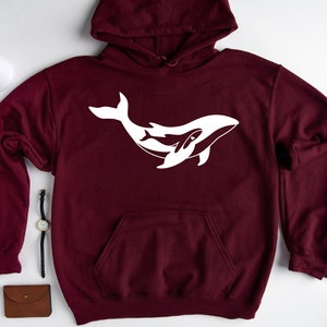 Whale Sweatshirt, Whale Calf Hoodie, Whale Lover Gift, Wildlife Sweater, Sea Life Sweatshirt, Animal Lover Hoodie, Ocean Animal Hoodie