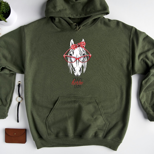 Felpa Con Cappuccio Crazy Horse Lady, Donna, Regalo Di Compleanno, Stile Pullover, UK