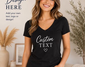 Custom Text Women's V-Neck Shirt – Personalized Gift Tee
